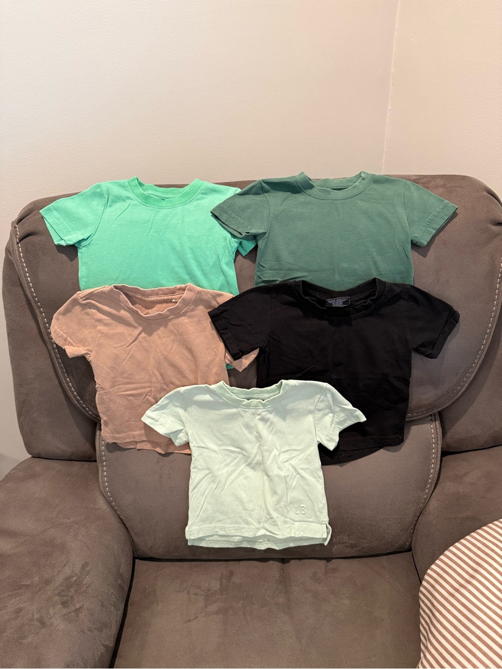 Little Bipsy Short Sleeve Tee Set - Mint, Teal, Beige, Black 5 pack